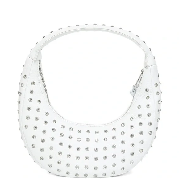 Retrofete White and Silver Hobo Bag with Polka Dot Design